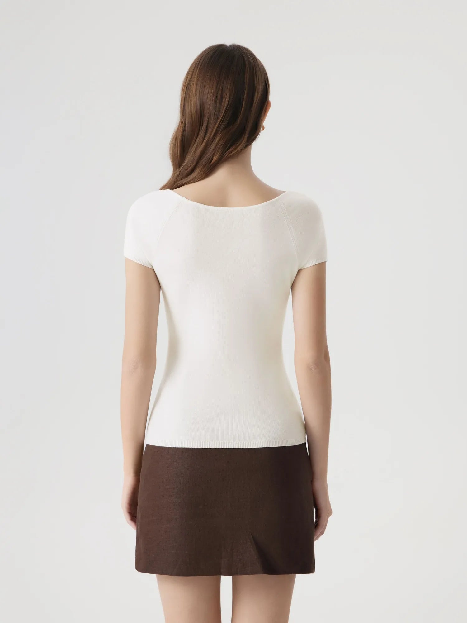 Cashmere Silk Blend V Shirts Sweater - Short Sleeve-SUUKSESS-SUUKSESS
