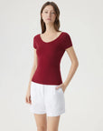 Cashmere Silk Blend V Shirts Sweater - Short Sleeve-SUUKSESS-SUUKSESS