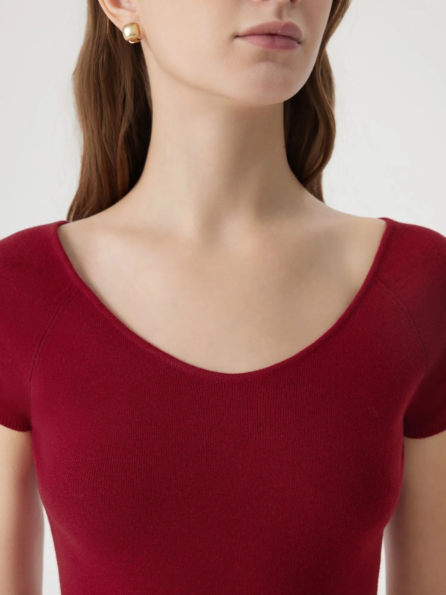 Cashmere Silk Blend V Shirts Sweater - Short Sleeve-SUUKSESS-SUUKSESS