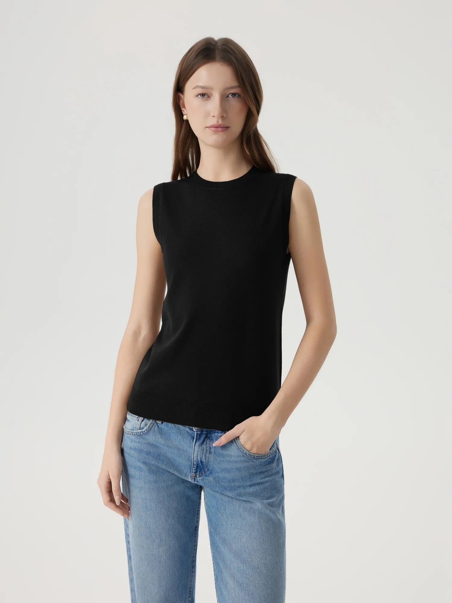 Cashmere Silk Blend Vest Sleeveless Sweater - Short Sleeve-SUUKSESS-SUUKSESS
