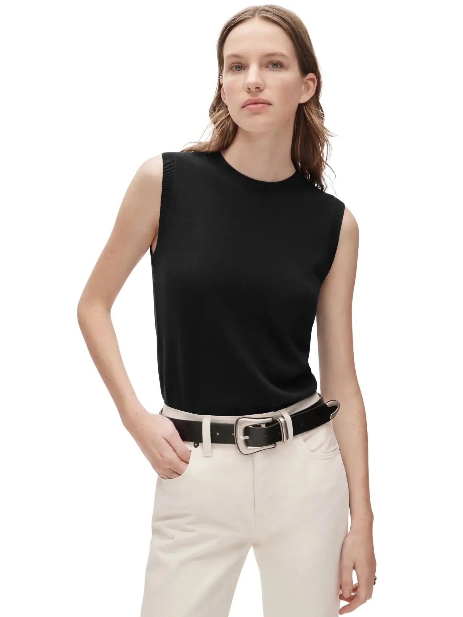 Cashmere Silk Blend Vest Sleeveless Sweater - Short Sleeve-SUUKSESS-SUUKSESS