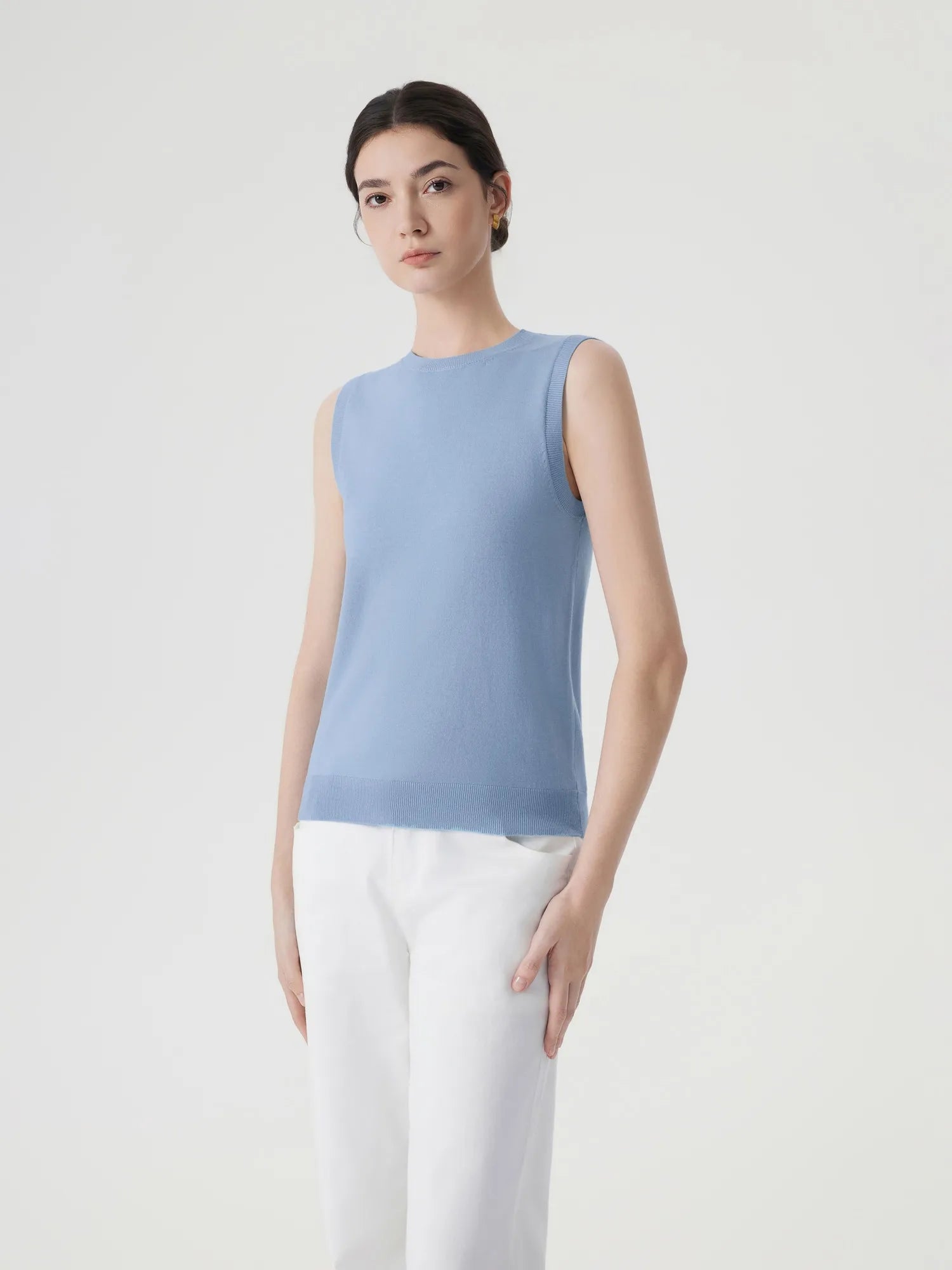 Cashmere Silk Blend Vest Sleeveless Sweater - Short Sleeve-SUUKSESS-SUUKSESS