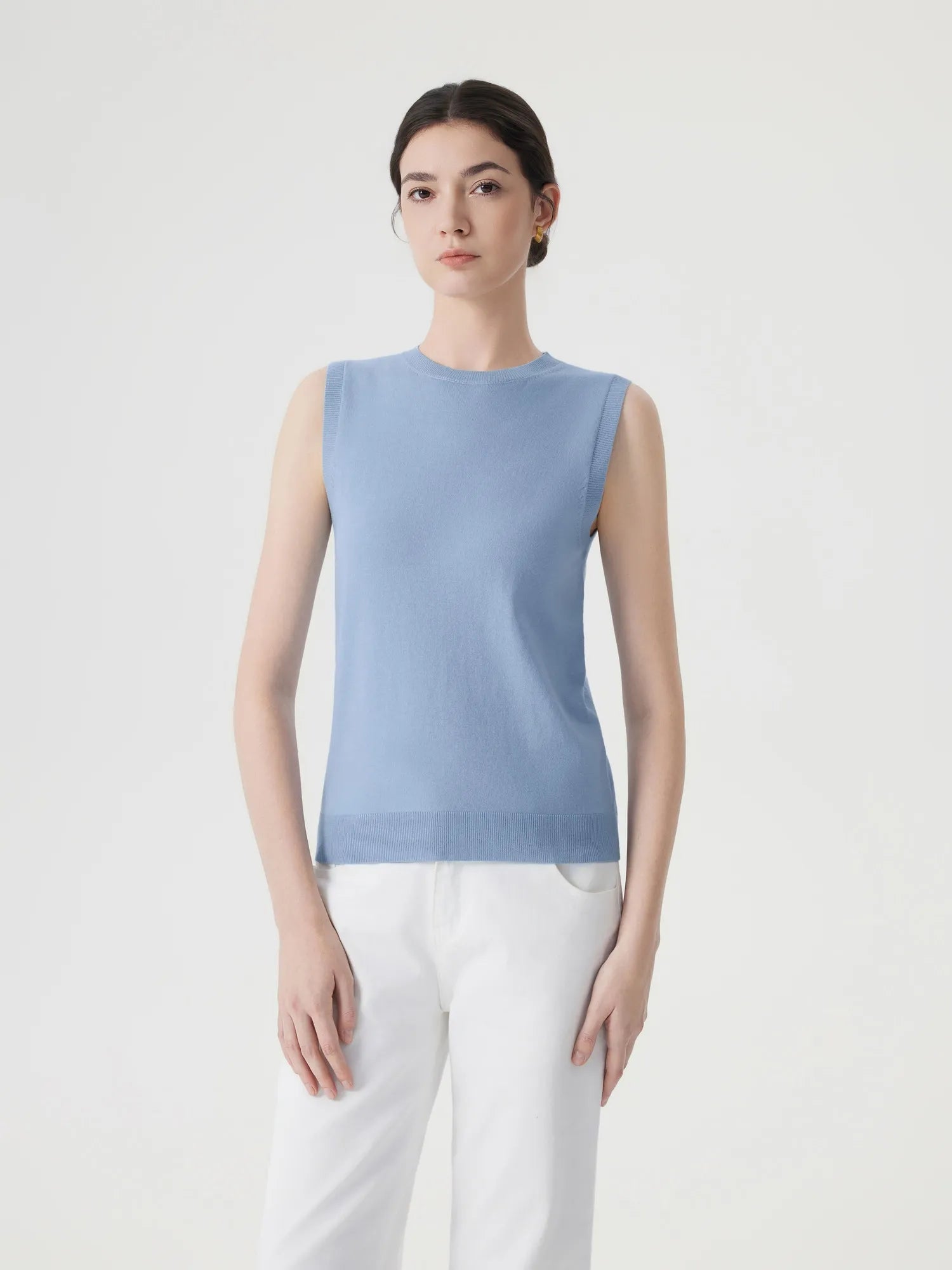Cashmere Silk Blend Vest Sleeveless Sweater - Short Sleeve-SUUKSESS-SUUKSESS