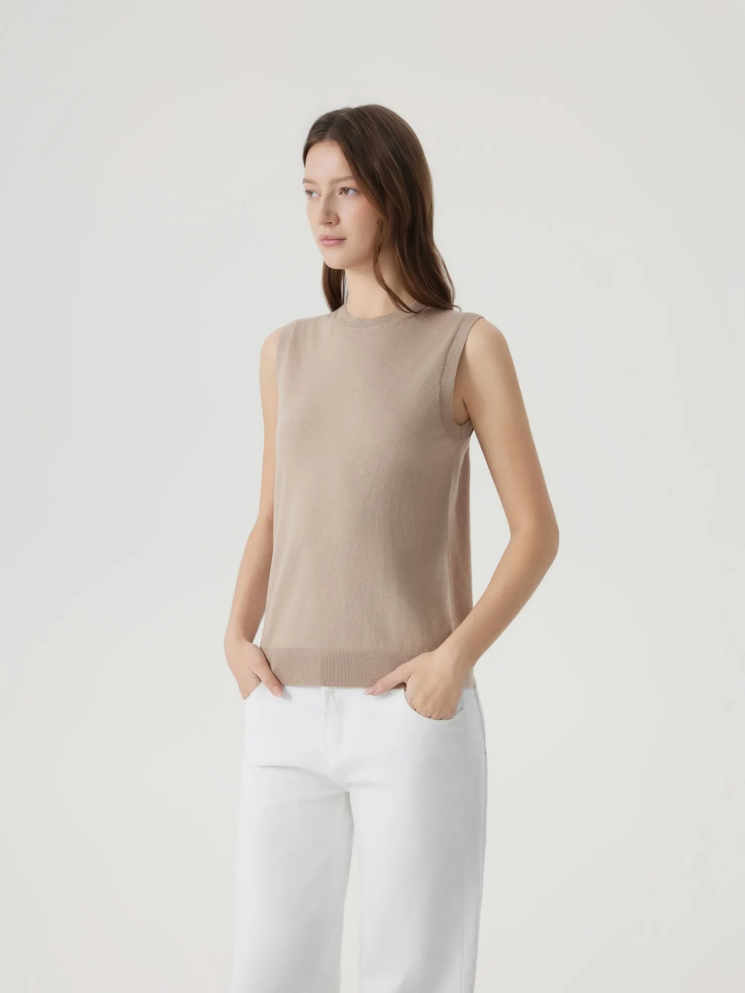 Cashmere Silk Blend Vest Sleeveless Sweater - Short Sleeve-SUUKSESS-SUUKSESS