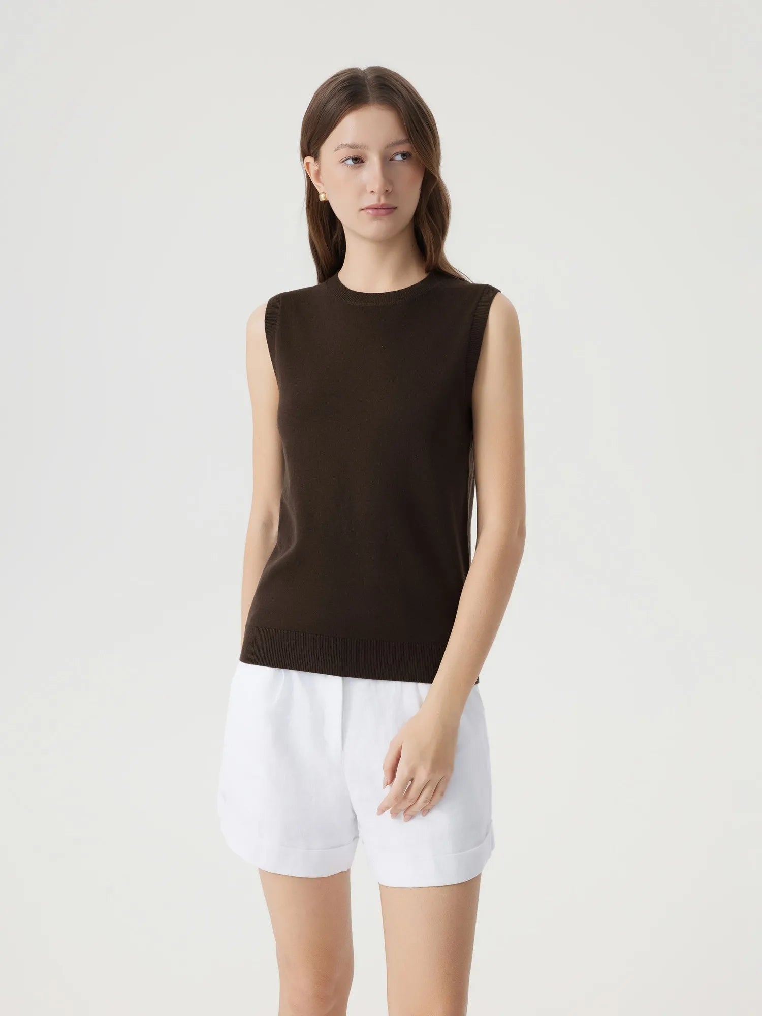 Cashmere Silk Blend Vest Sleeveless Sweater - Short Sleeve-SUUKSESS-SUUKSESS