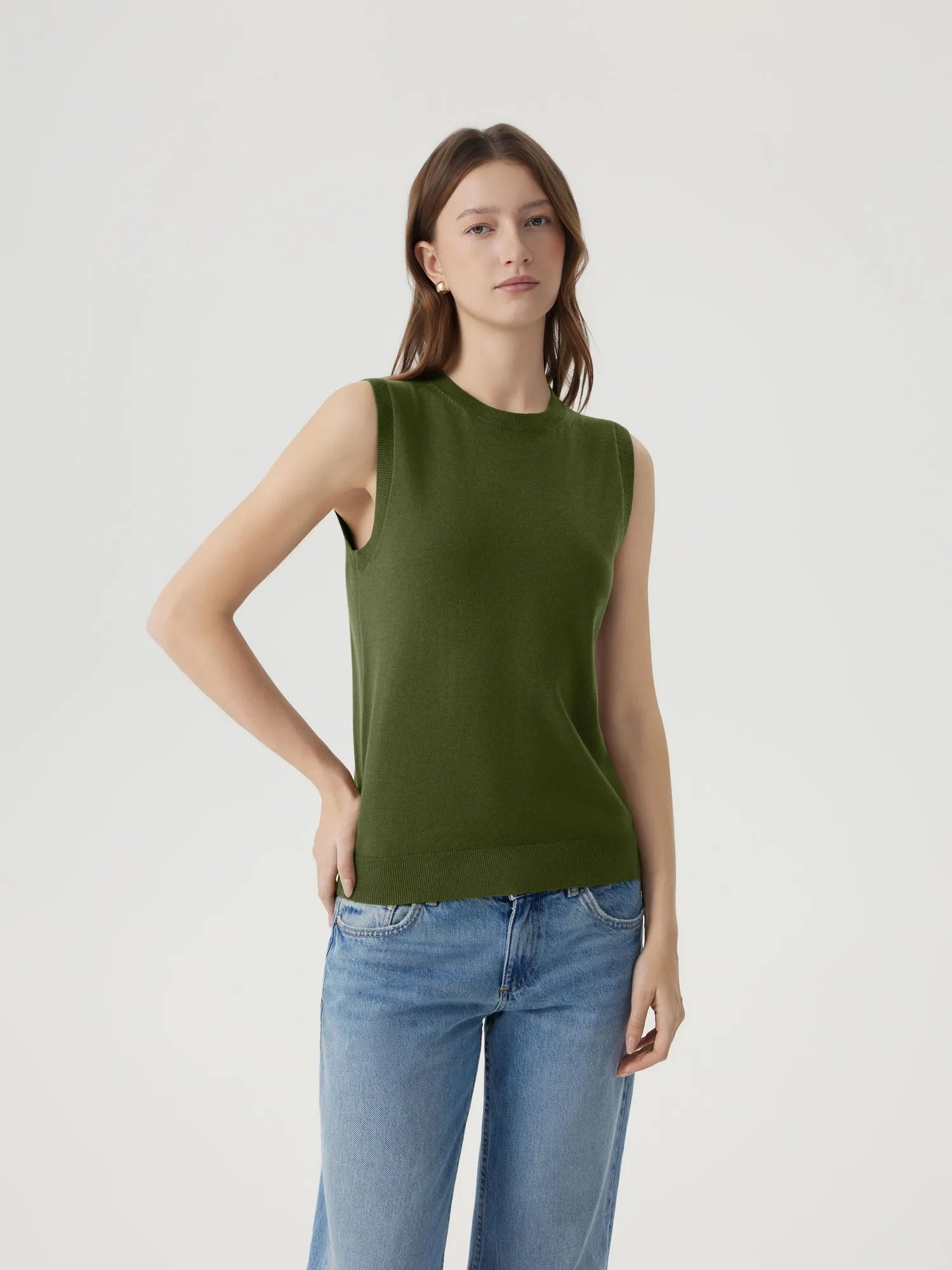 Cashmere Silk Blend Vest Sleeveless Sweater - Short Sleeve-SUUKSESS-Green-XS-SUUKSESS