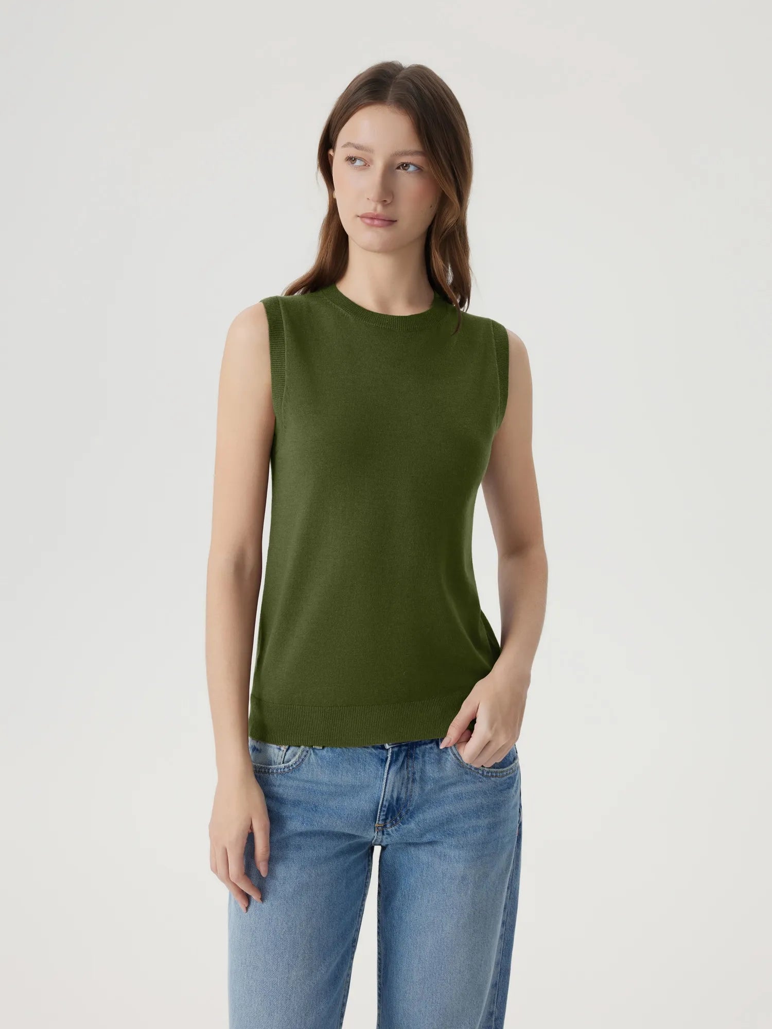Cashmere Silk Blend Vest Sleeveless Sweater - Short Sleeve-SUUKSESS-SUUKSESS