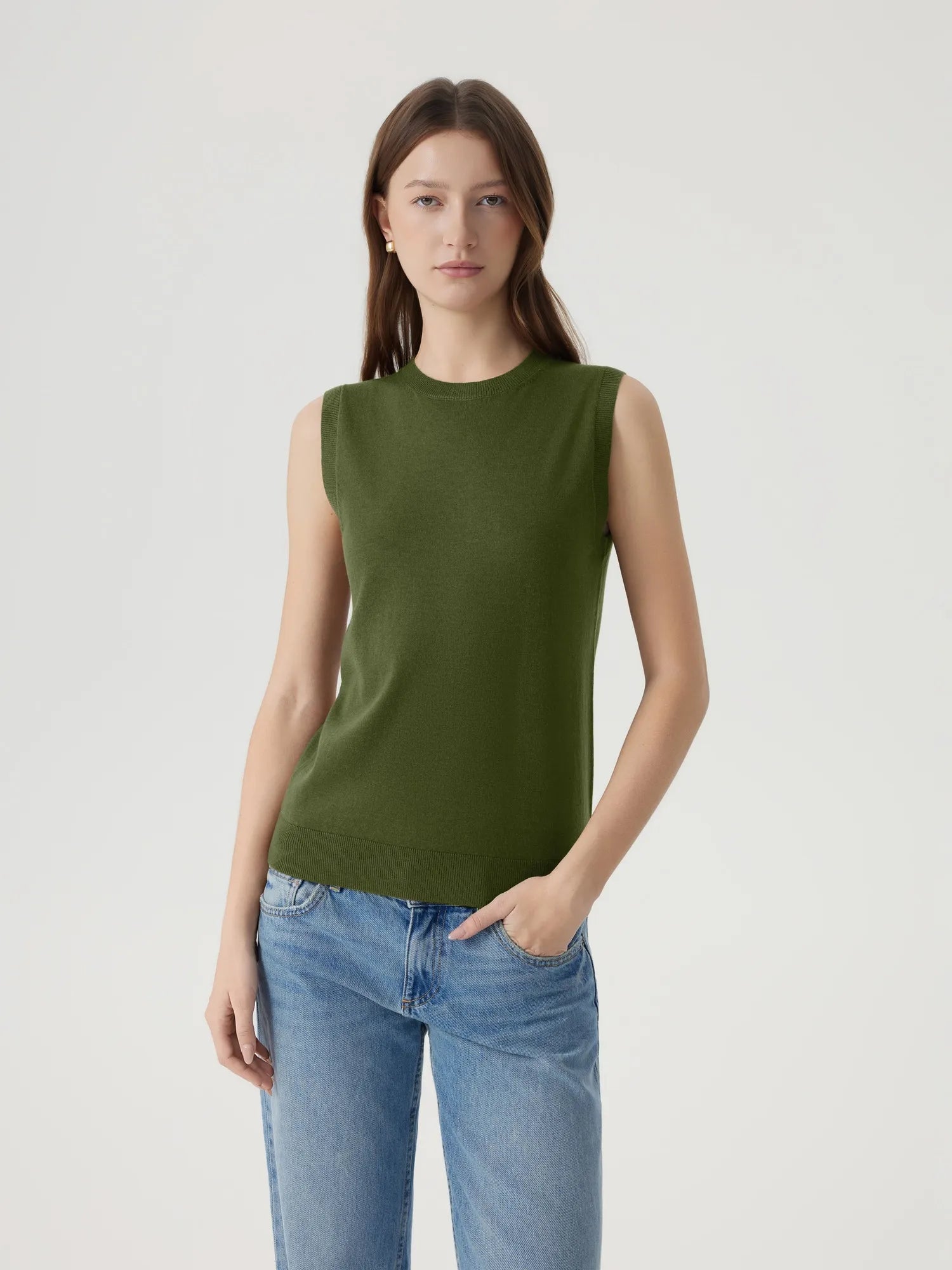 Cashmere Silk Blend Vest Sleeveless Sweater - Short Sleeve-SUUKSESS-SUUKSESS
