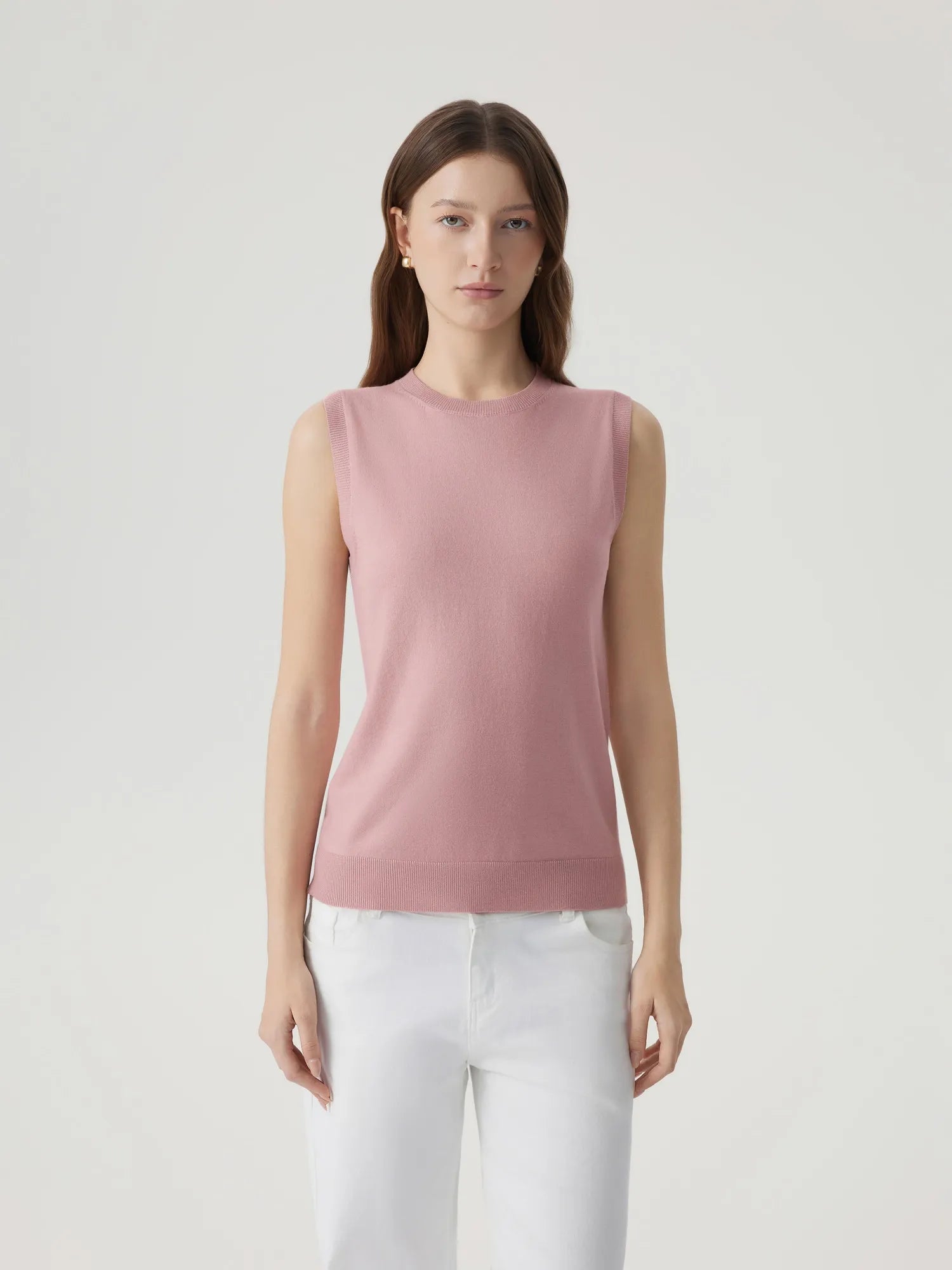 Cashmere Silk Blend Vest Sleeveless Sweater - Short Sleeve-SUUKSESS-Pink-XS-SUUKSESS