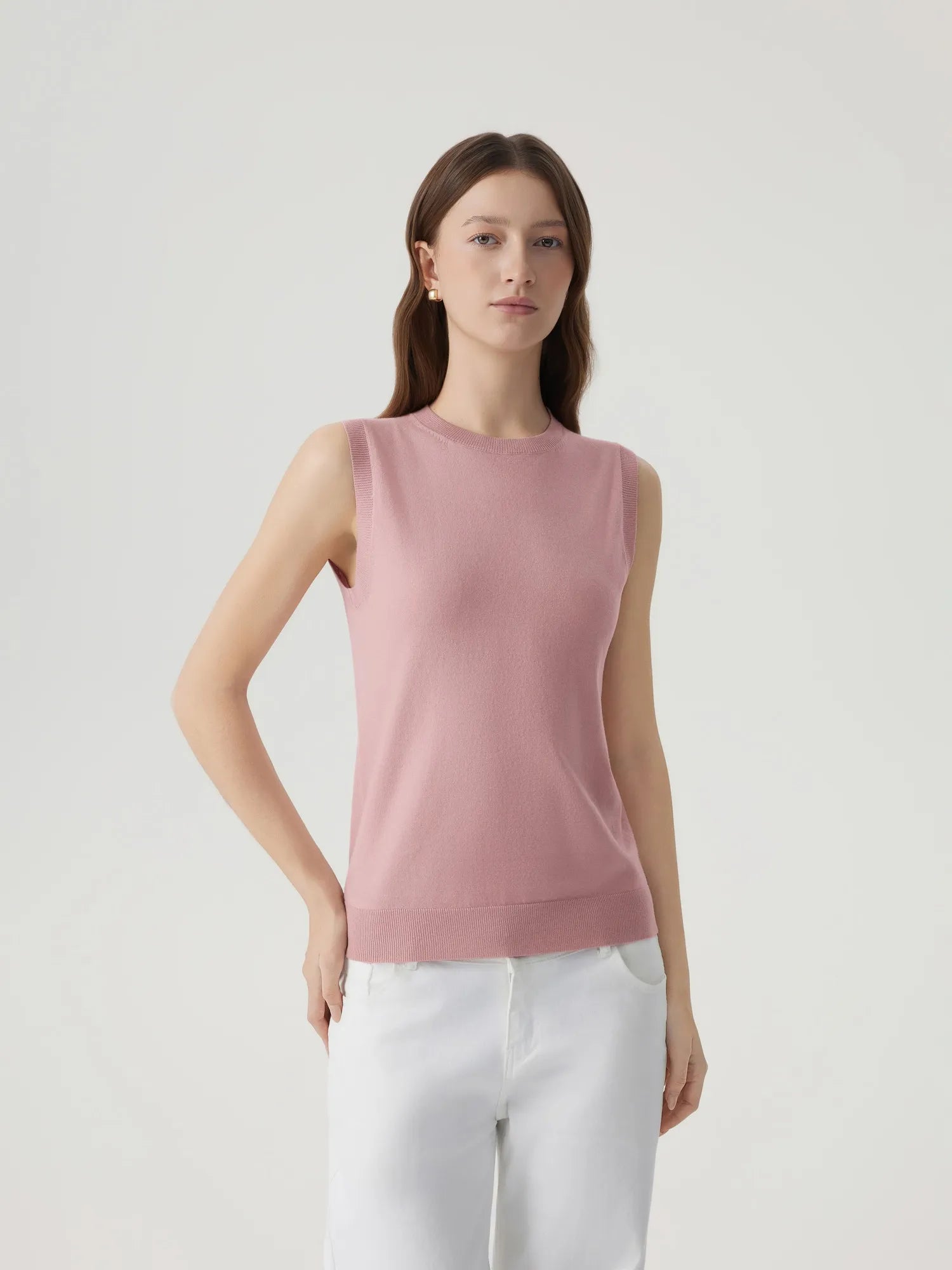 Cashmere Silk Blend Vest Sleeveless Sweater - Short Sleeve-SUUKSESS-SUUKSESS