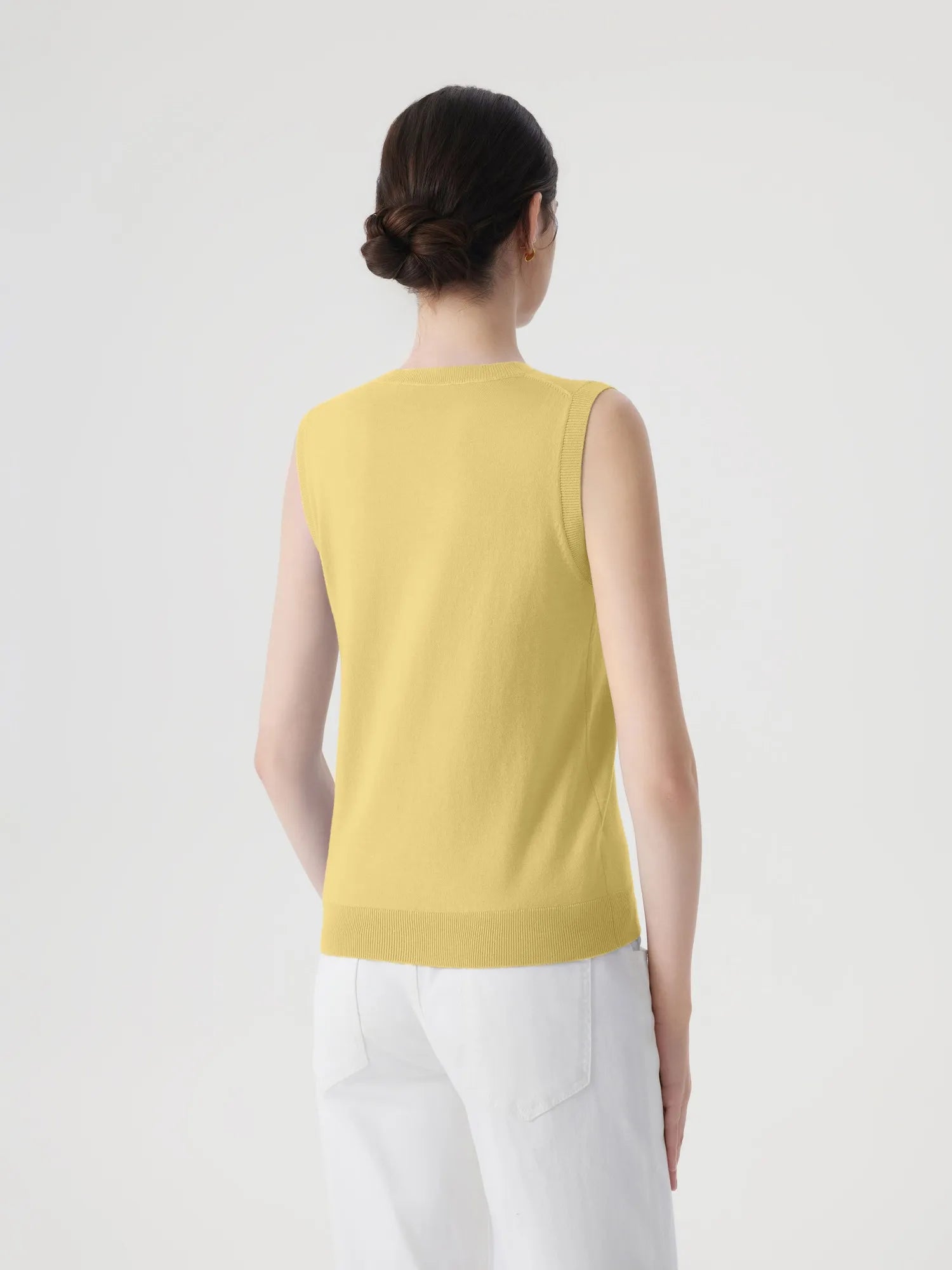 Cashmere Silk Blend Vest Sleeveless Sweater - Short Sleeve
