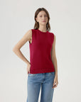 Cashmere Silk Blend Vest Sleeveless Sweater - Short Sleeve