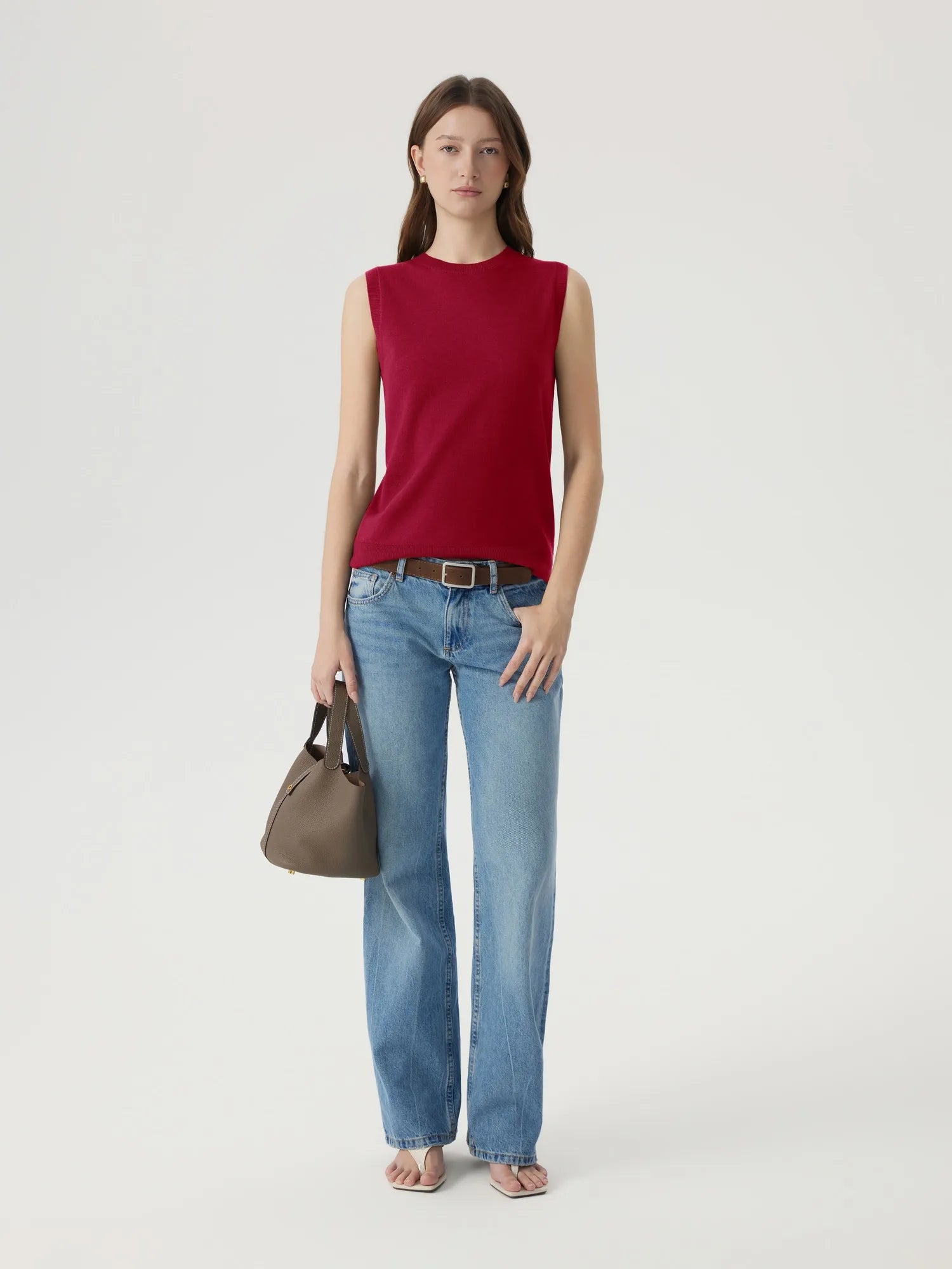 Cashmere Silk Blend Vest Sleeveless Sweater - Short Sleeve