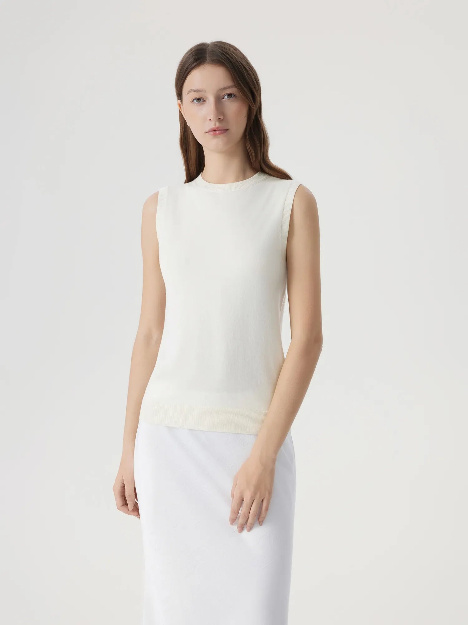 Cashmere Silk Blend Vest Sleeveless Sweater - Short Sleeve-SUUKSESS-SUUKSESS