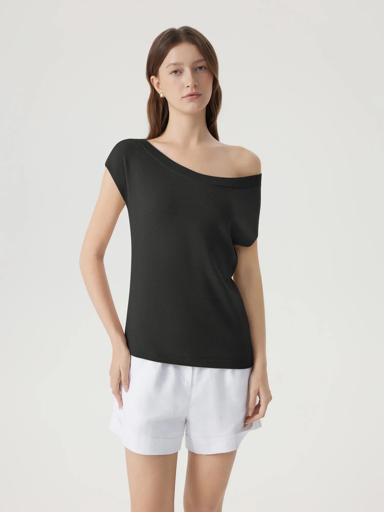 Blend Off The Shoulder Tops Silk Cashmere-SUUKSESS-SUUKSESS