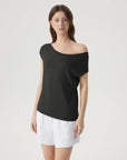 Blend Off The Shoulder Tops Silk Cashmere-SUUKSESS-SUUKSESS