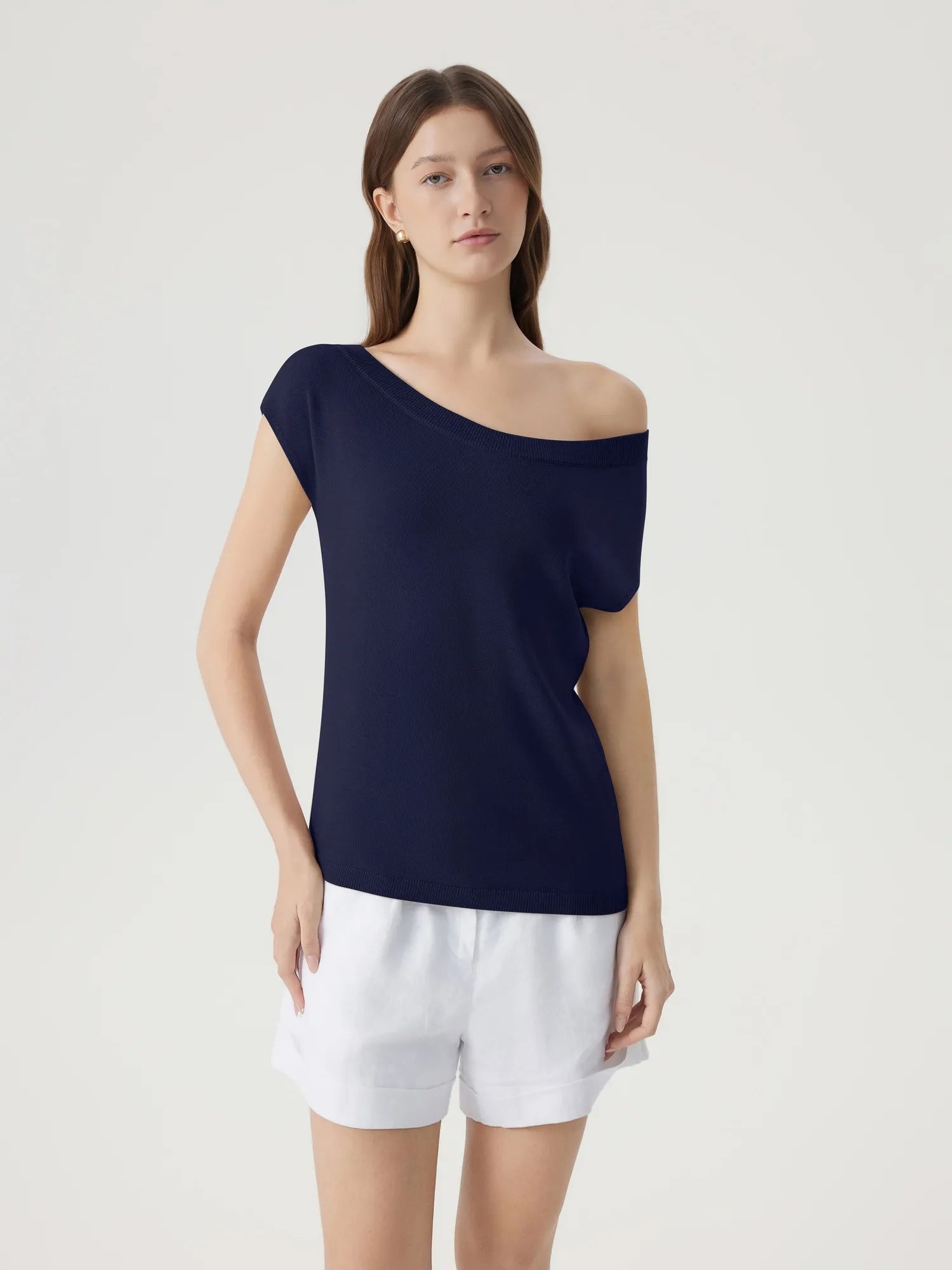 Blend Off The Shoulder Tops Silk Cashmere-SUUKSESS-SUUKSESS
