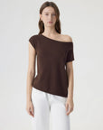 Blend Off The Shoulder Tops Silk Cashmere-SUUKSESS-Brown-XS-SUUKSESS