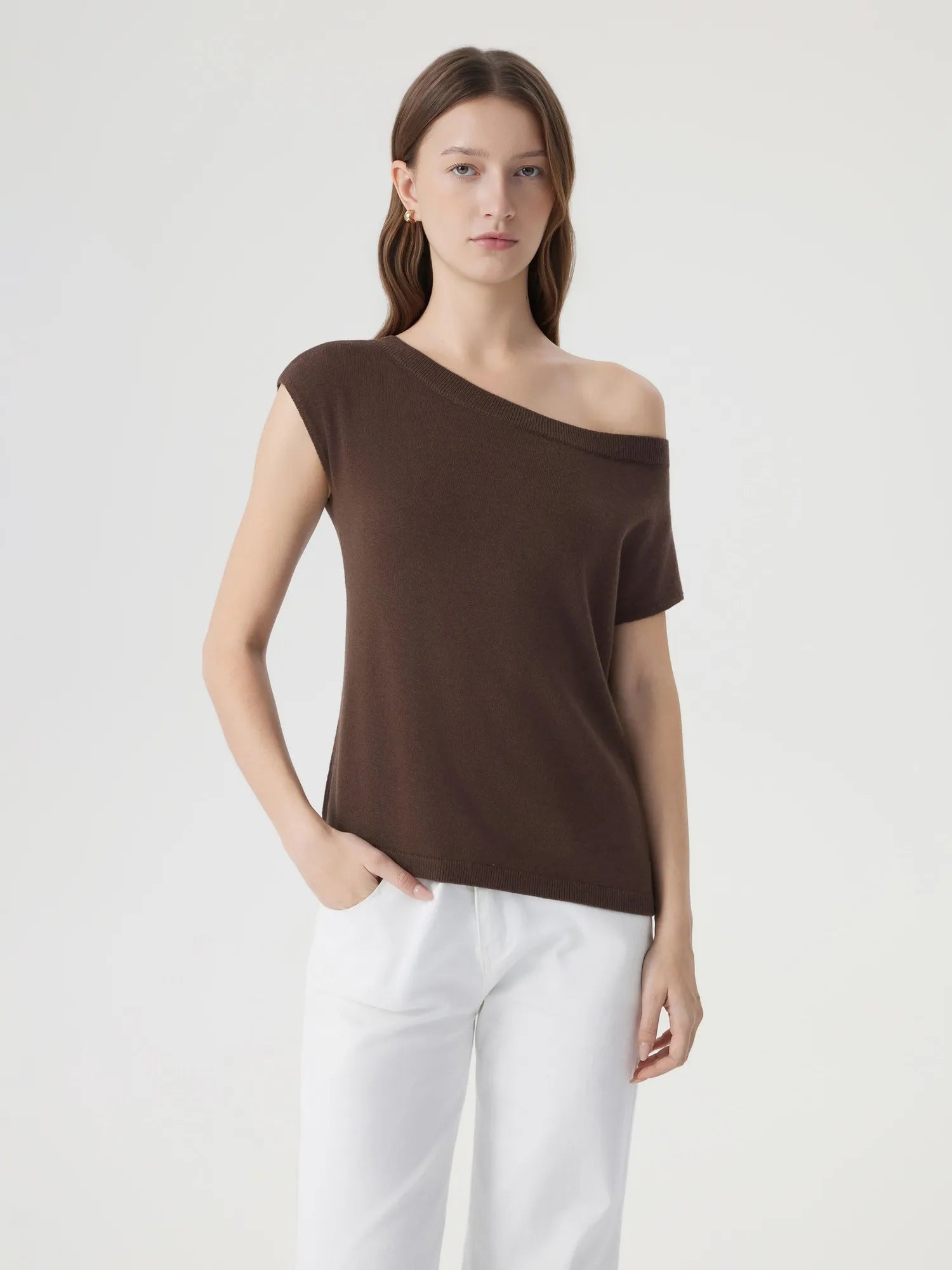 Blend Off The Shoulder Tops Silk Cashmere-SUUKSESS-SUUKSESS