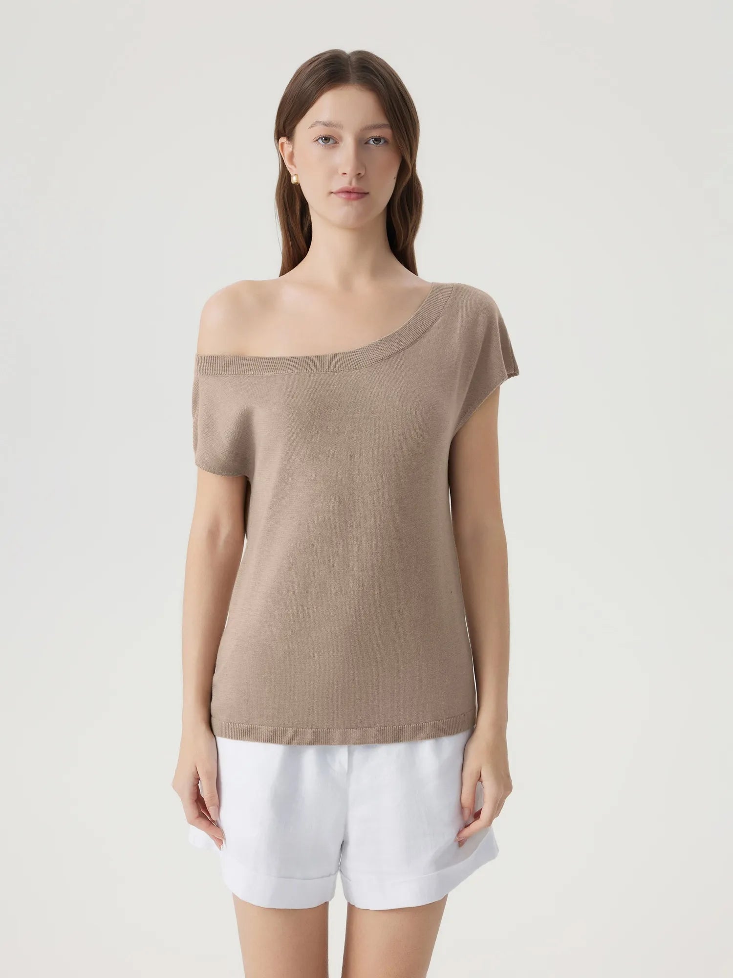 Blend Off The Shoulder Tops Silk Cashmere-SUUKSESS-Terra-XS-SUUKSESS