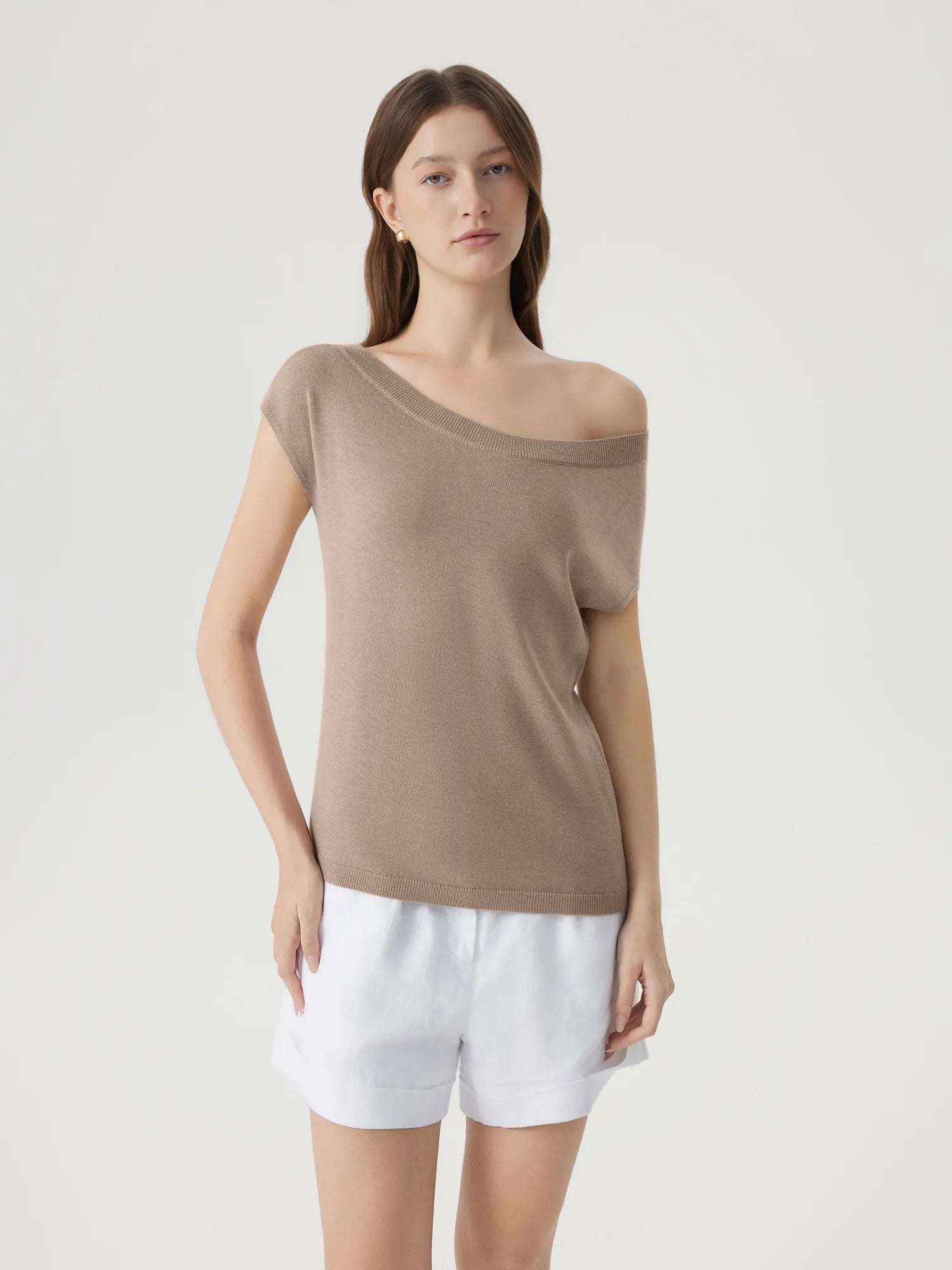 Blend Off The Shoulder Tops Silk Cashmere-SUUKSESS-SUUKSESS