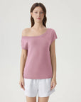 Blend Off The Shoulder Tops Silk Cashmere-SUUKSESS-SUUKSESS