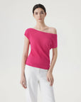 Blend Off The Shoulder Tops Silk Cashmere-SUUKSESS-Deep Pink-XS-SUUKSESS