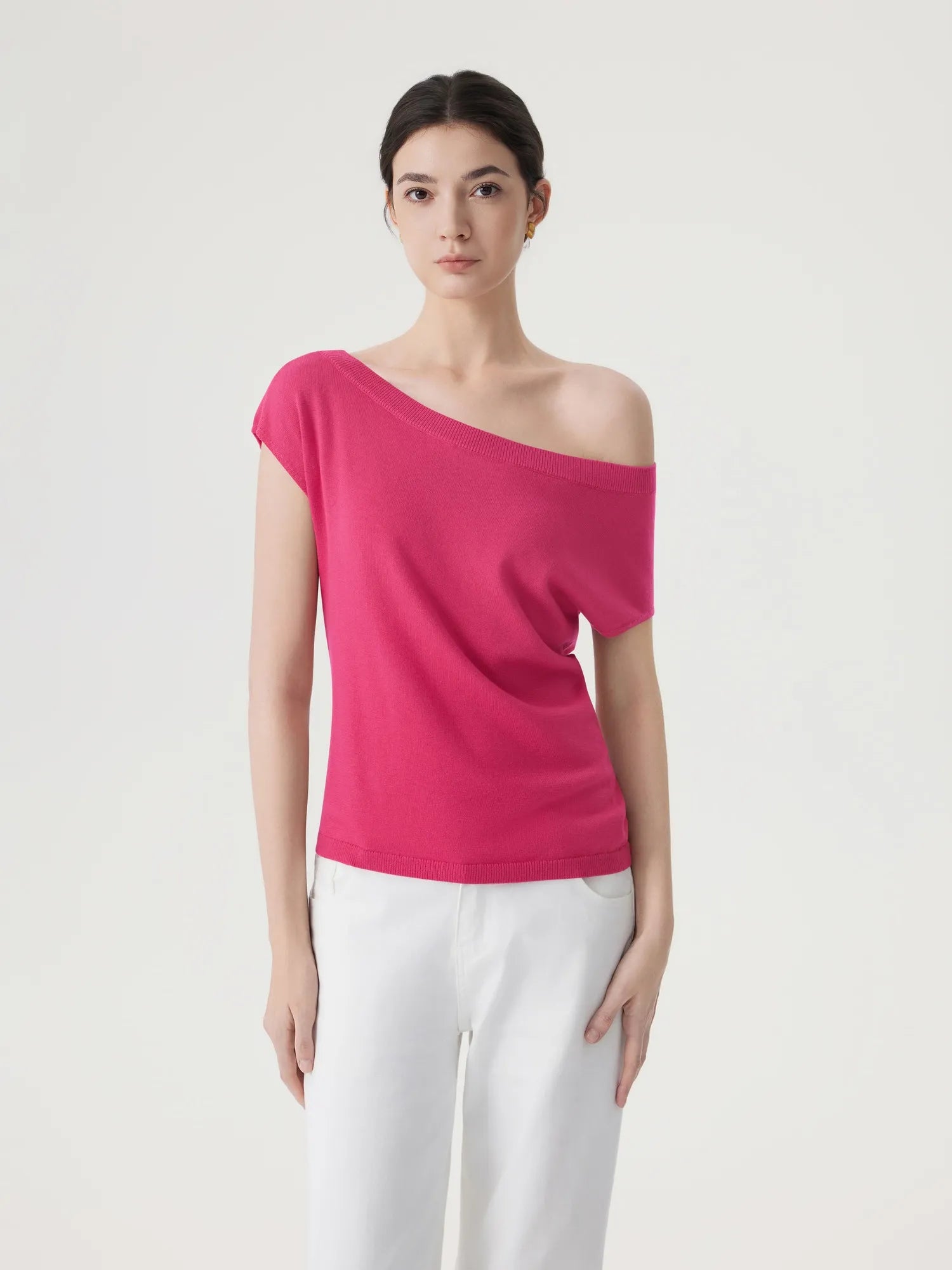 Blend Off The Shoulder Tops Silk Cashmere-SUUKSESS-SUUKSESS