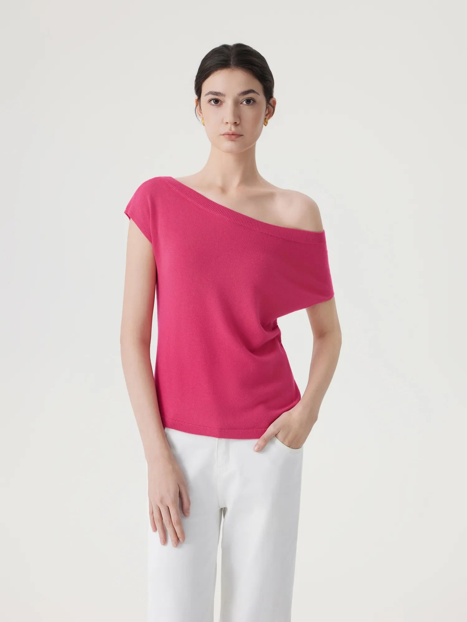 Blend Off The Shoulder Tops Silk Cashmere-SUUKSESS-SUUKSESS