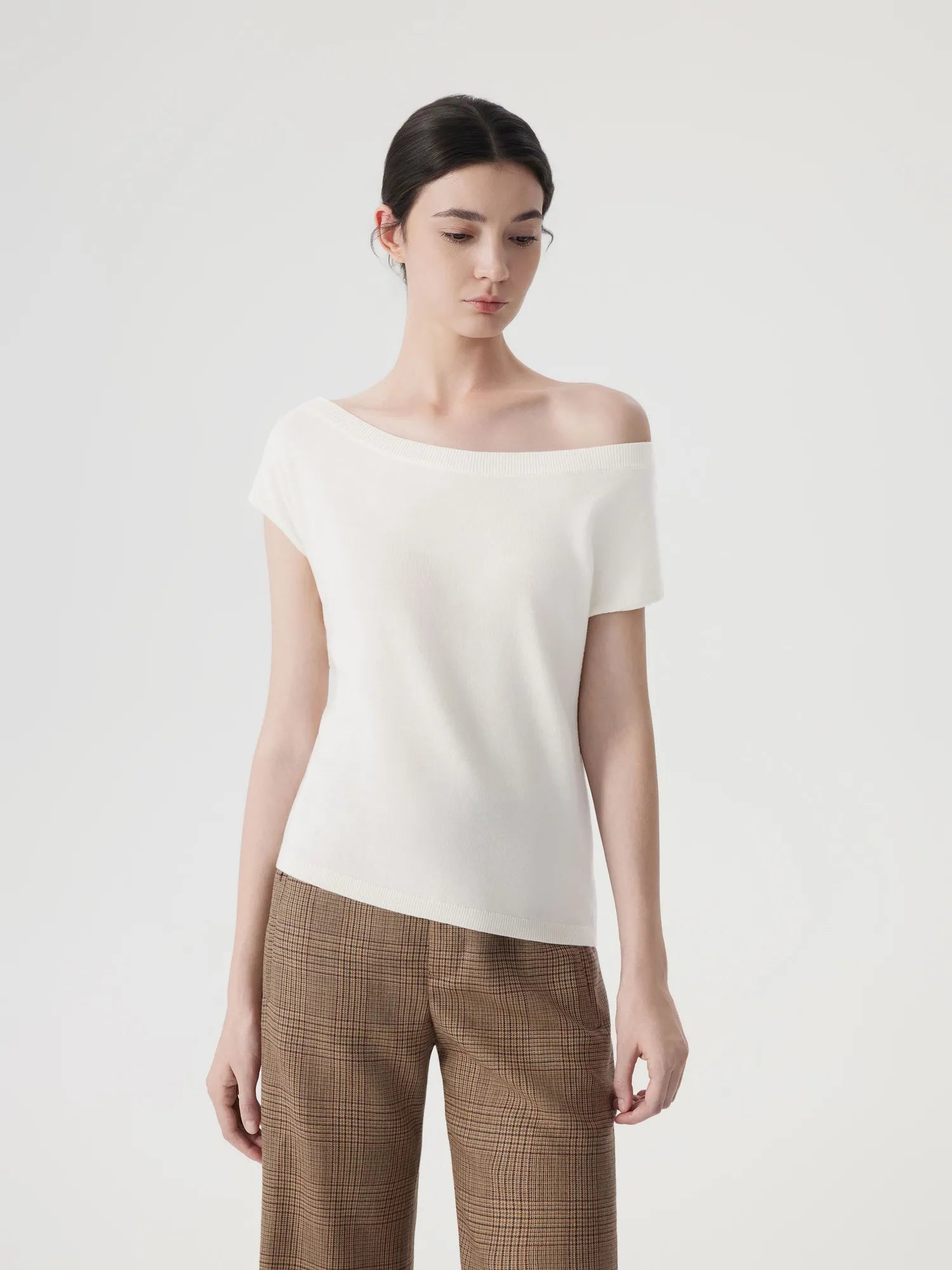 Blend Off The Shoulder Tops Silk Cashmere-SUUKSESS-SUUKSESS