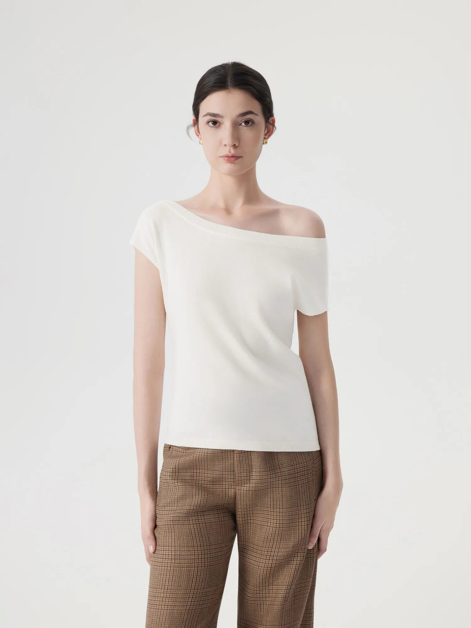 Blend Off The Shoulder Tops Silk Cashmere-SUUKSESS-SUUKSESS