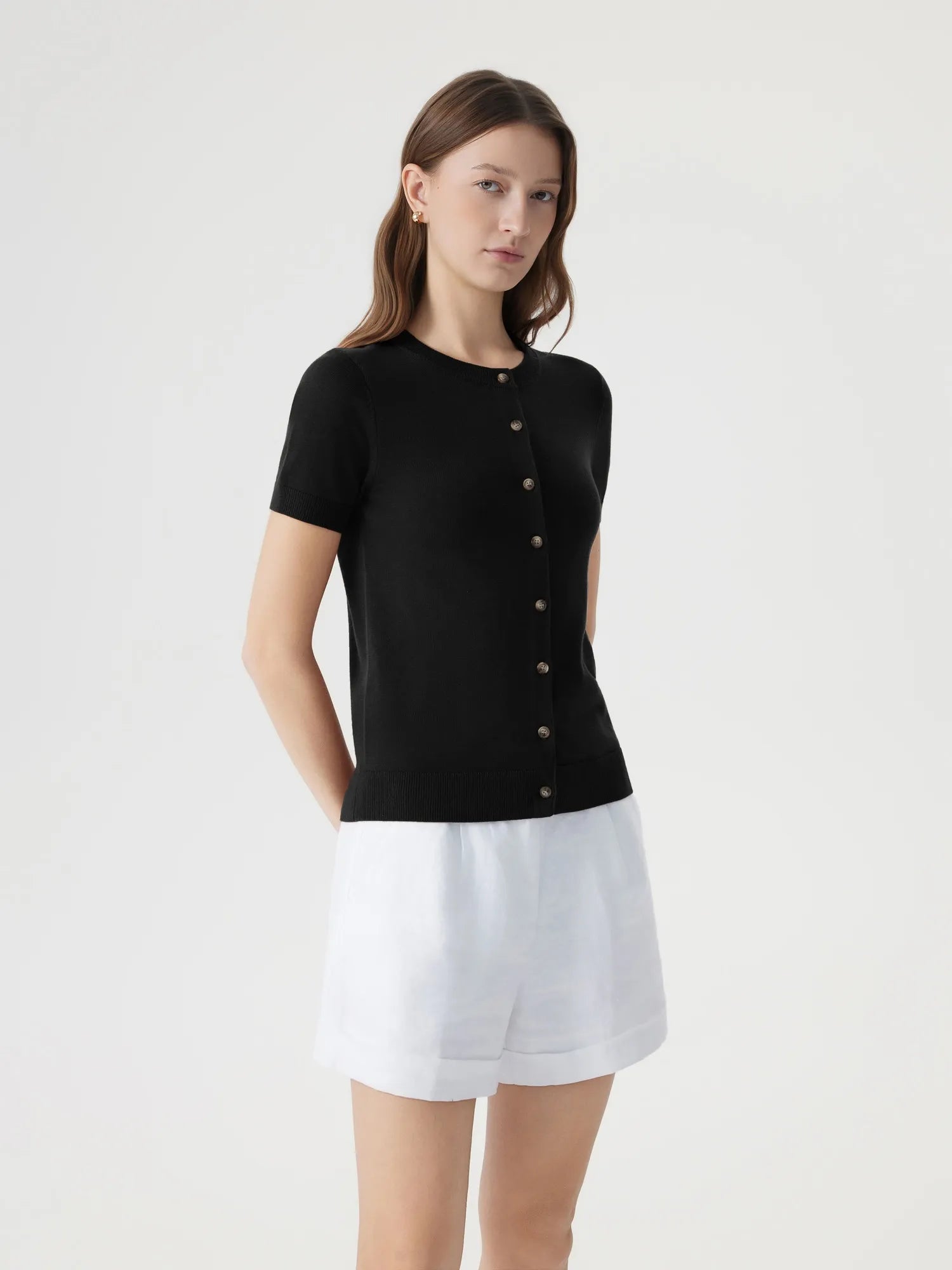 SUUKSESS Women Silk Cashmere Blend Cardigan Sweaters Summer Botton Up Knit Outfits-SUUKSESS-SUUKSESS