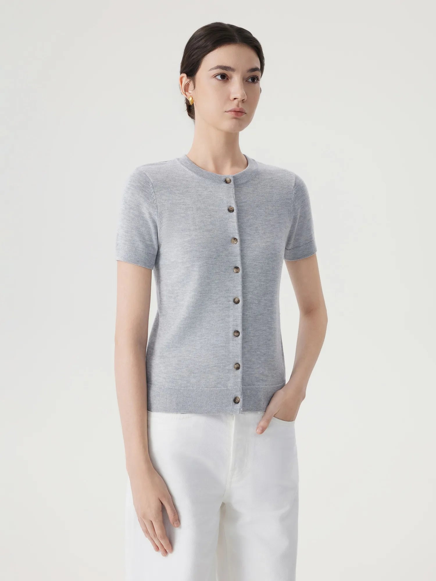 SUUKSESS Women Silk Cashmere Blend Cardigan Sweaters Summer Botton Up Knit Outfits-SUUKSESS-SUUKSESS