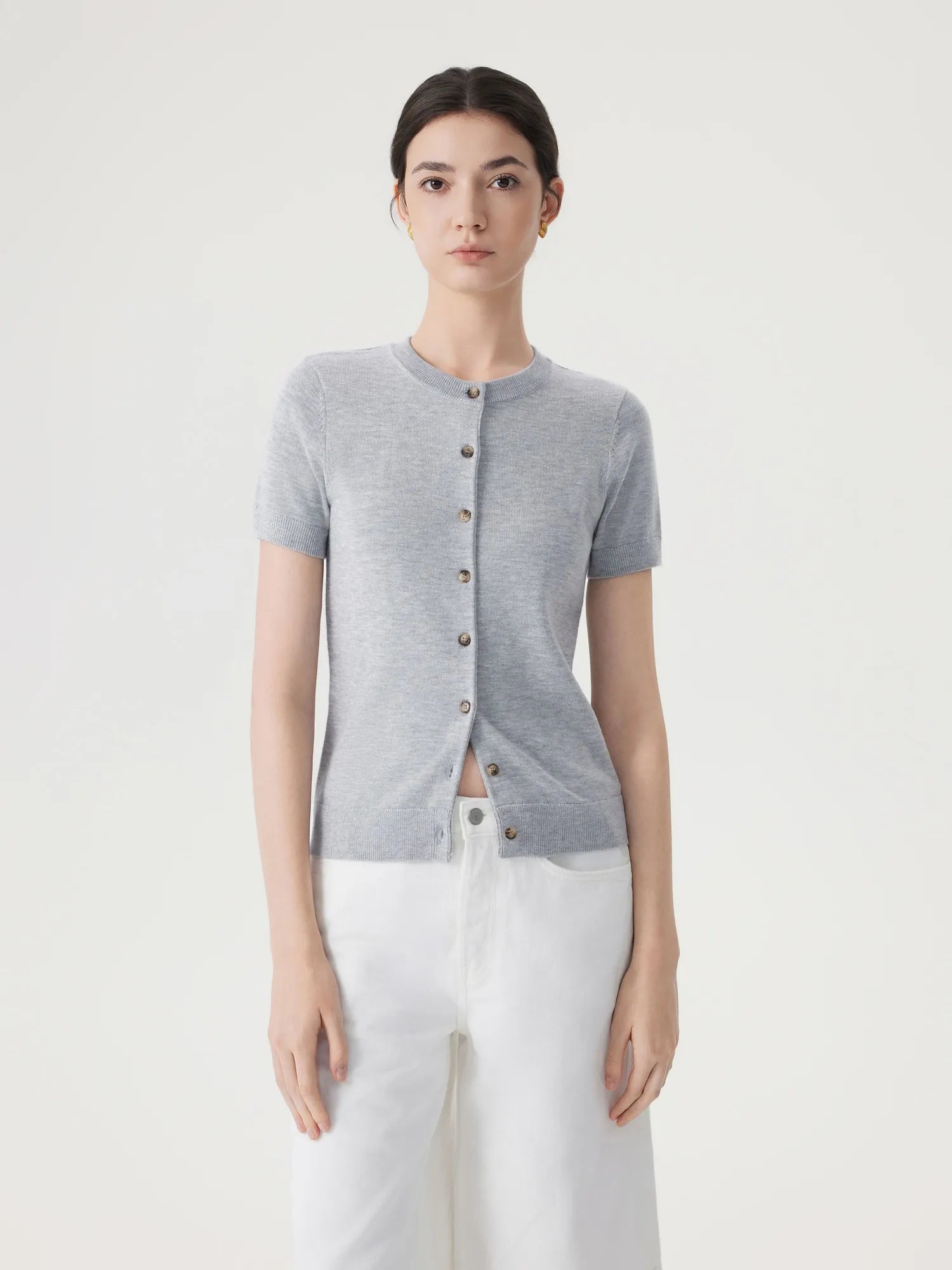 SUUKSESS Women Silk Cashmere Blend Cardigan Sweaters Summer Botton Up Knit Outfits-SUUKSESS-SUUKSESS