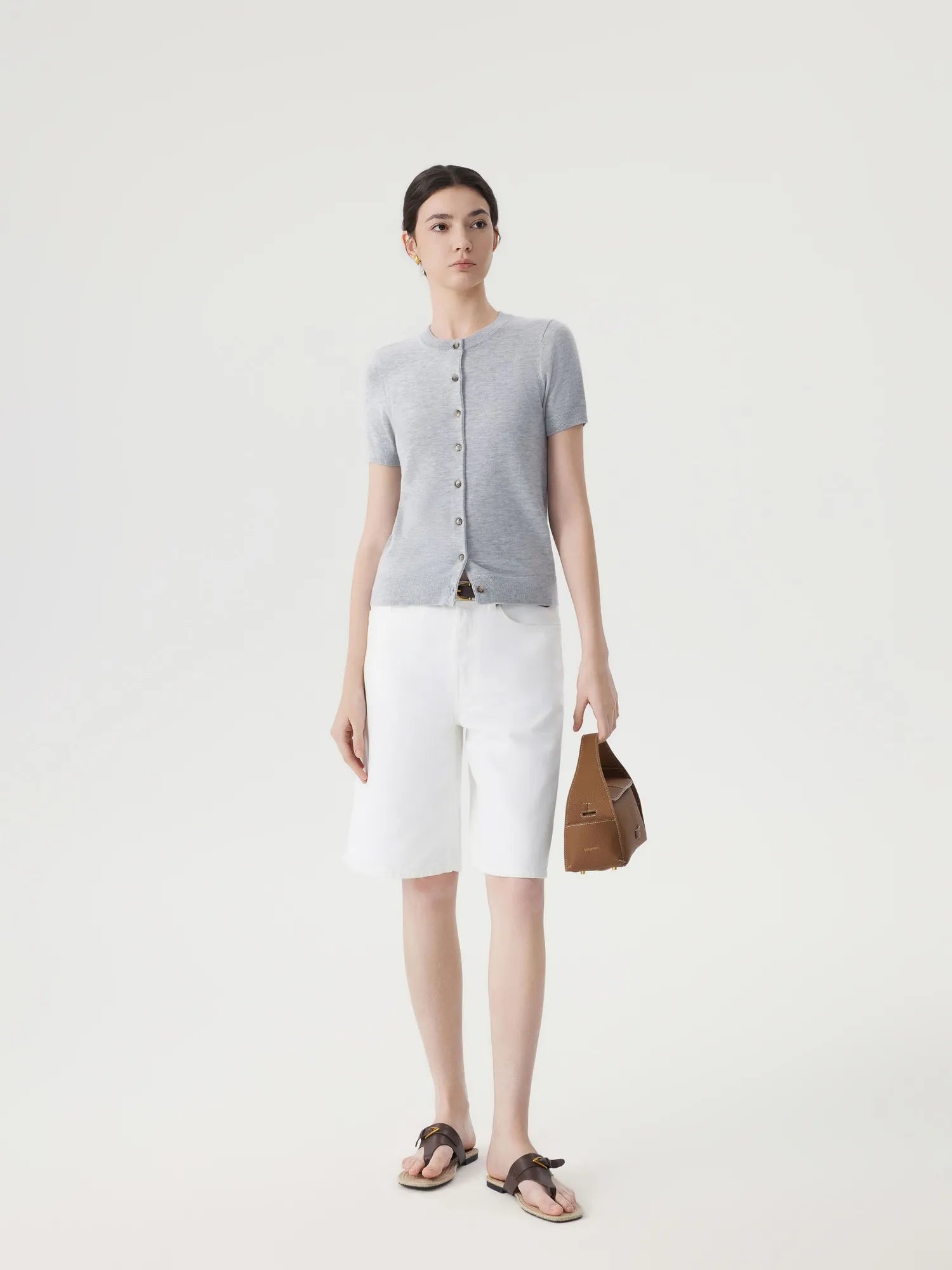 SUUKSESS Women Silk Cashmere Blend Cardigan Sweaters Summer Botton Up Knit Outfits-SUUKSESS-SUUKSESS