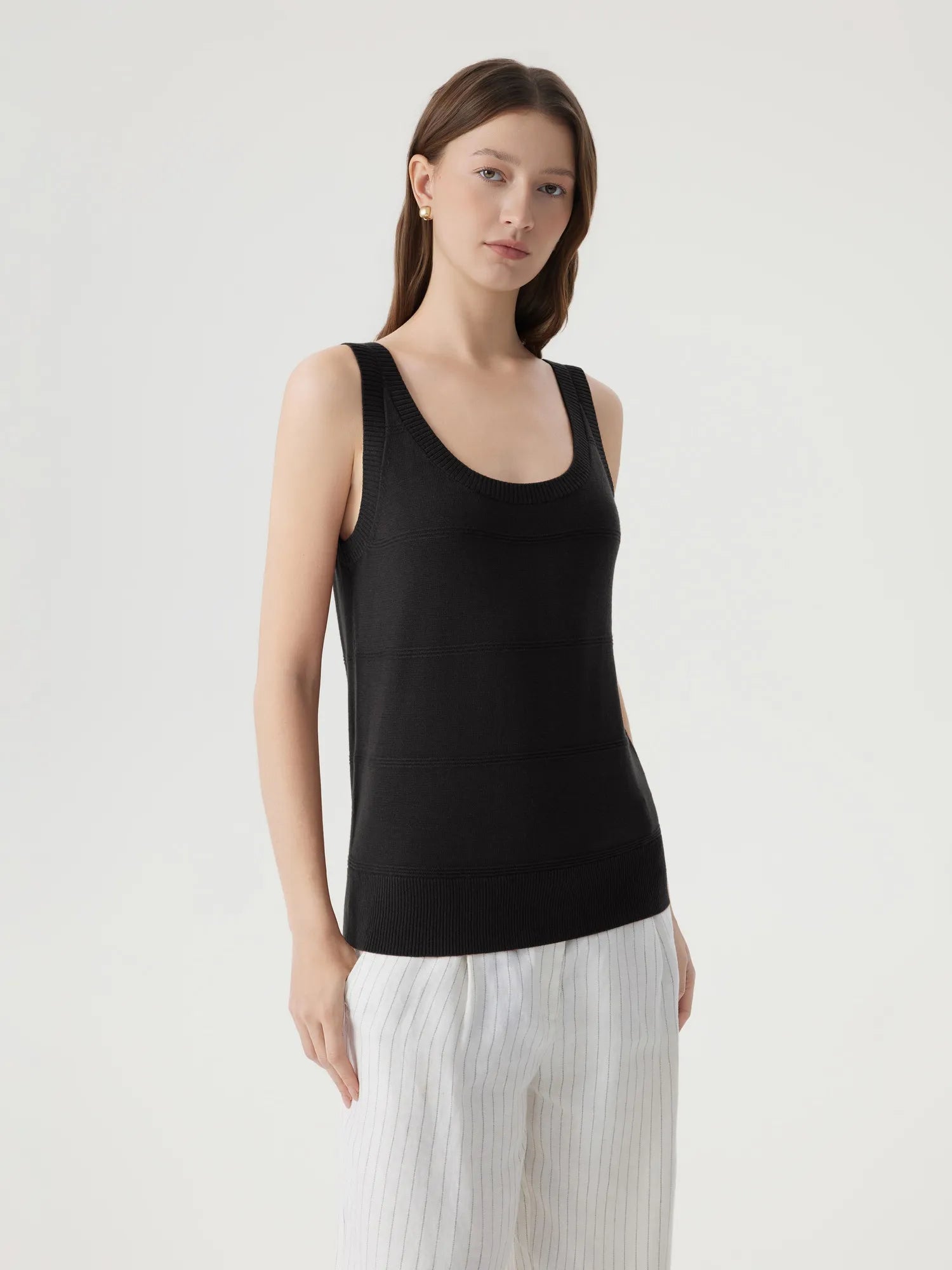 Silk Cashmere Blend Scoop Neck Knit-SUUKSESS-Black-XS-SUUKSESS