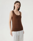Silk Cashmere Blend Scoop Neck Knit-SUUKSESS-Brown-XS-SUUKSESS