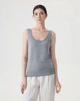 Silk Cashmere Blend Scoop Neck Knit-SUUKSESS-Grey-XS-SUUKSESS