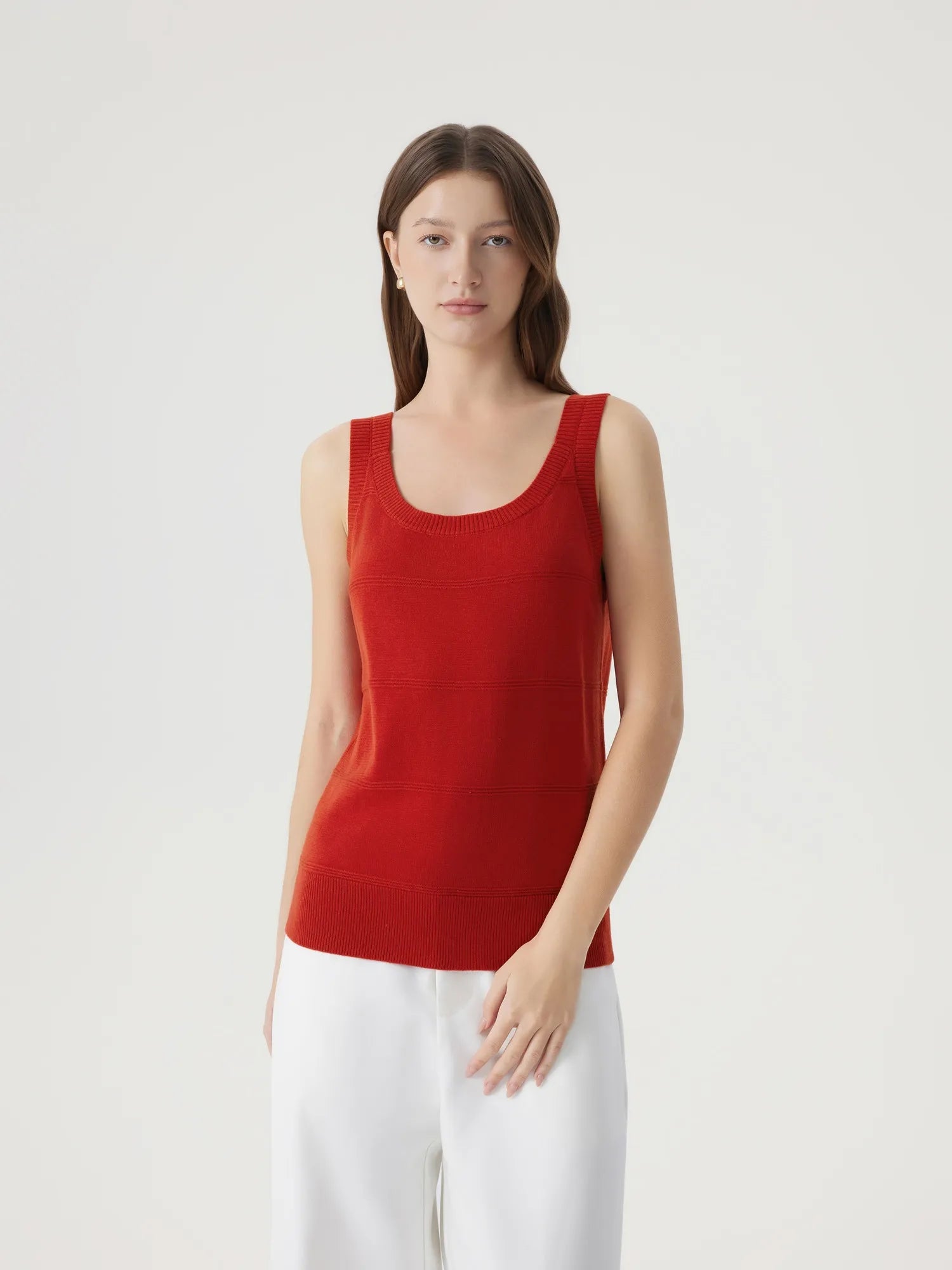 Silk Cashmere Blend Scoop Neck Knit-SUUKSESS-Red-XS-SUUKSESS