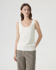 Silk Cashmere Blend Scoop Neck Knit-SUUKSESS-White-XS-SUUKSESS