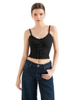 Crochet Cami V Neck Tank Top-SUUKSESS-Black-XS-SUUKSESS