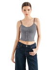 Crochet Cami V Neck Tank Top-SUUKSESS-Grey-XS-SUUKSESS