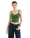 Crochet Cami V Neck Tank Top-SUUKSESS-Green-XS-SUUKSESS