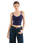 Crochet Cami V Neck Tank Top-SUUKSESS-Royal Blue-XS-SUUKSESS