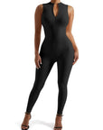 Seamless Ribbed Zip-Up Jumpsuit