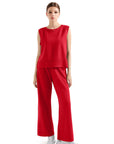 Modal Sleeveless Lounge Set-Set-SUUKSESS-Red-XS-SUUKSESS