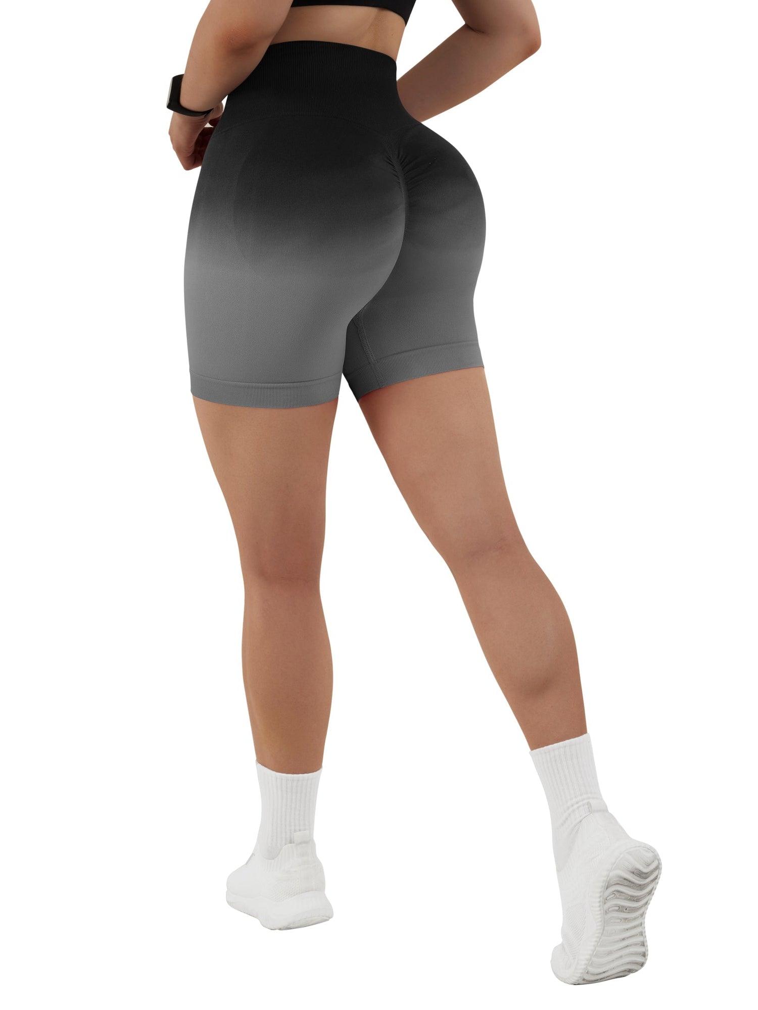 Seamless Scrunch 5'' Shorts-Ombre Black Grey-XS-SUUKSESS