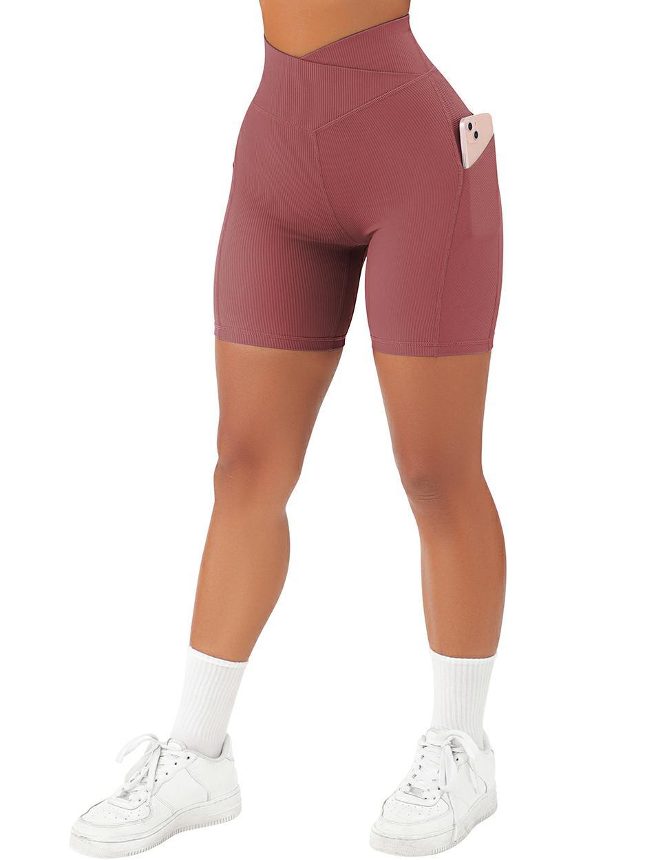 Crossover Sculpt Biker Shorts-Deep Pink-Suuksess Women&#39;s Shorts for Running, Sports, Hiking - Lululemon Dupe, Gymshark Dupe, Fabletics Dupe