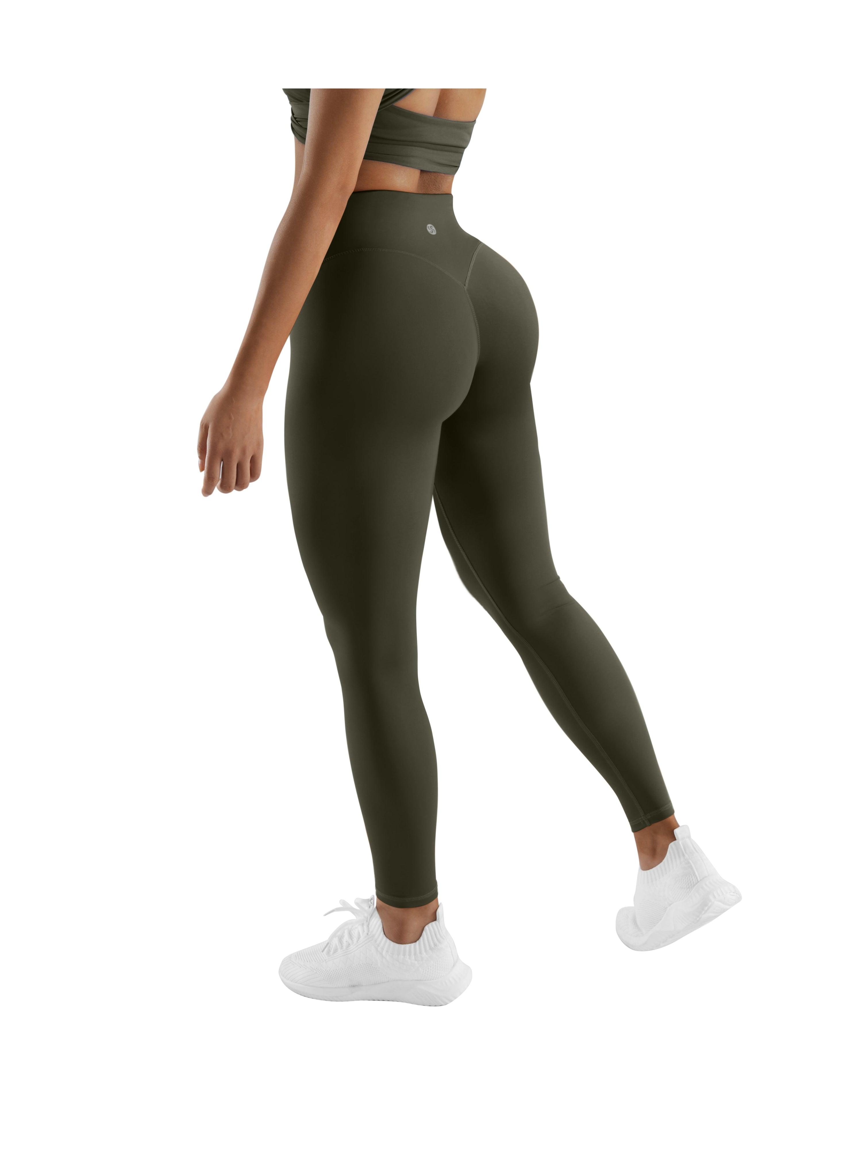 high waist scrunch leggings - army green