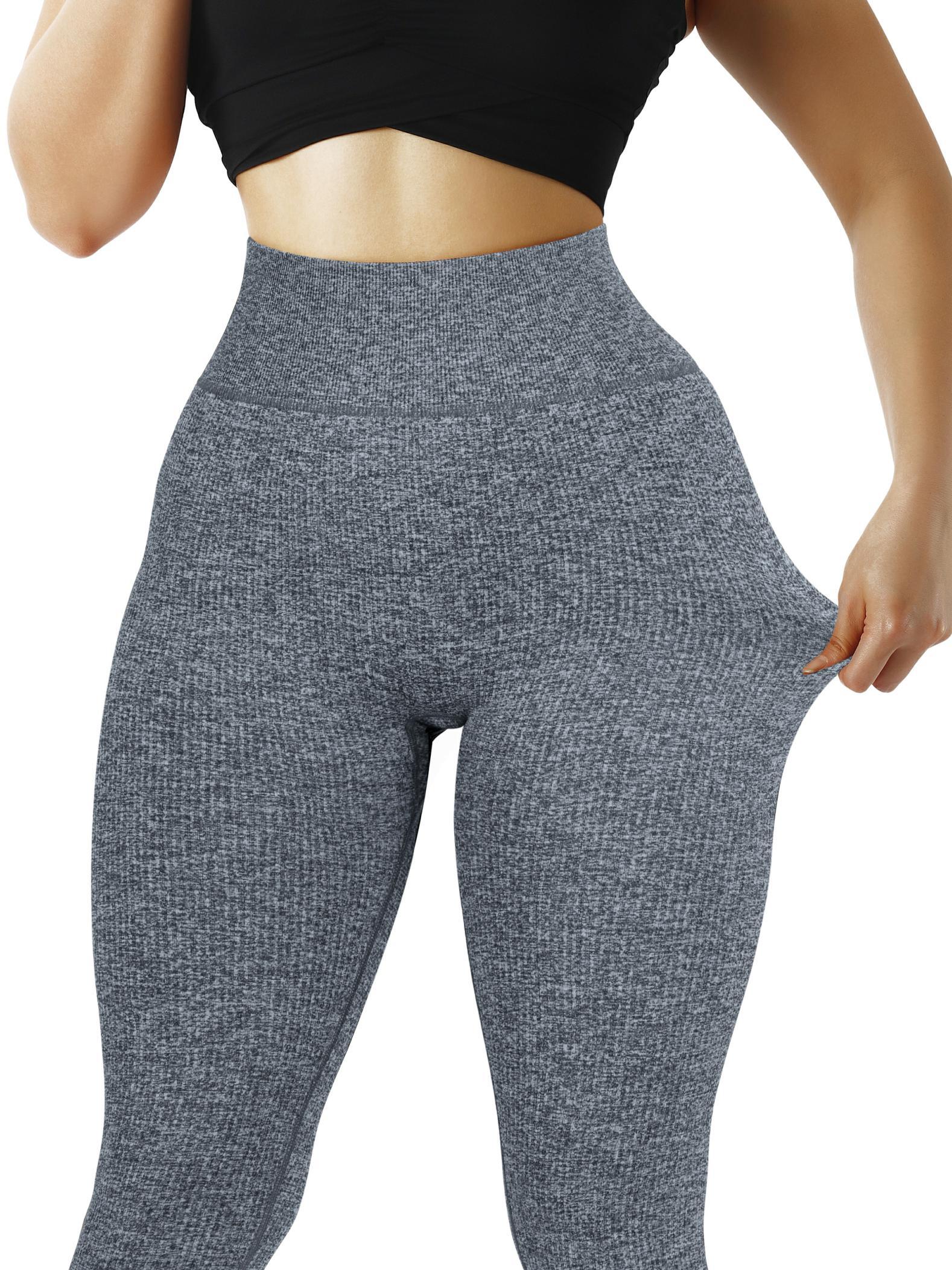 SUUKSESS Women Ribbed Seamless Leggings High Waisted Tummy Control Workout  Yoga Pants (Grey, XS) at  Women's Clothing store